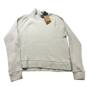 The North Face Sweater‎ Womens Large Gray Waffle Knit Thermal Mock Neck Pullover